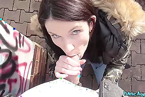 Amateur Nymph In Purple Lingerie Has Outdoor Sex For